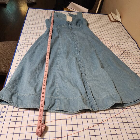 Reformation Sebastien Denim Midi Dress Broken Button NWT Size 10 - Picture 2 of 13